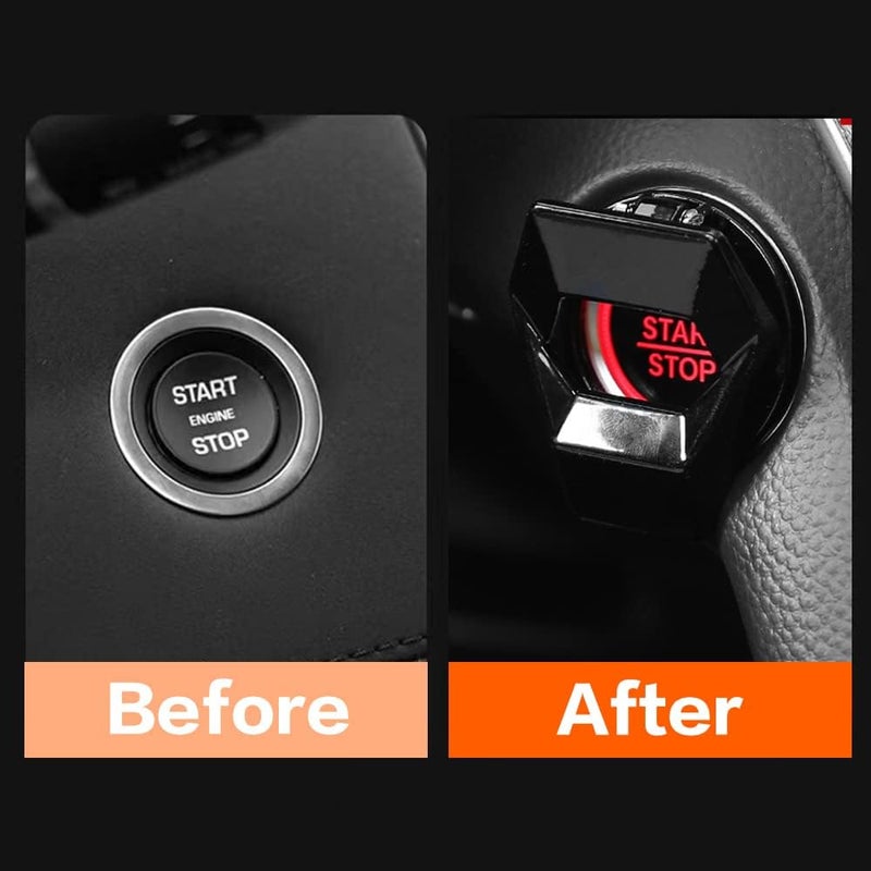 VARGTR Universal Engine Start/Stop Button Cover,Aluminum Alloy Car Power Control Trim,Push to Start Button Cover Key Protective Cover for Civic CRV XRV Challenger Charger CHR (Black) - Image 2